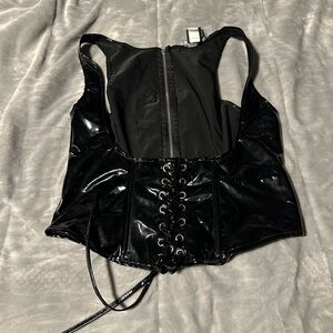 Black Lace-Up Women's Blouse